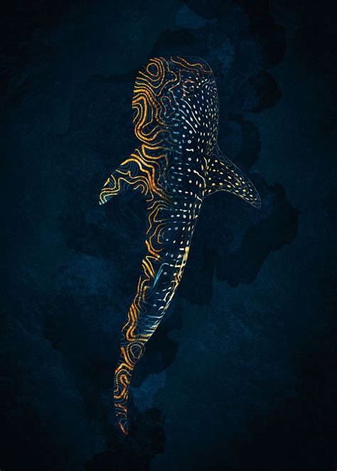 Whale Shark In Gold Metal Poster Print Is Rough Displate Requin