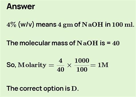 Find The Molarity M Of W V Naoh Solution Need Brief Explanation