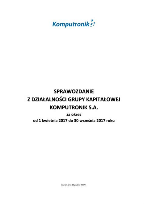 PDF SPRAWOZDANIE Z DZIAŁALNOŚCI GRUPY SPRAWOZDANIE Z DZIAŁALNO