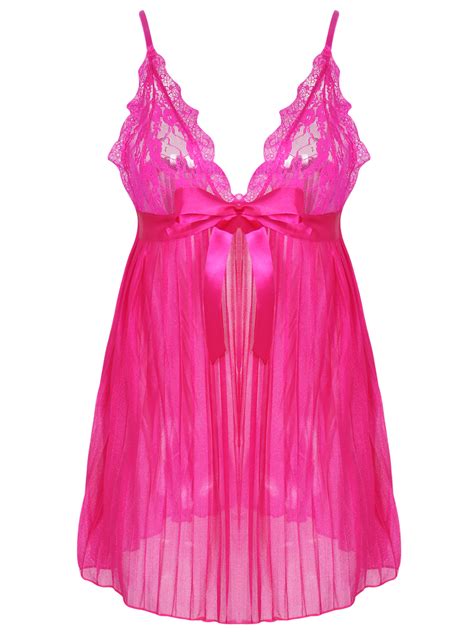 Buy Wholesale Plus Size Deep V Lace Chemises Nightwear Babydolls Lingerie Online Burvogue