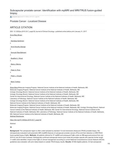 Pdf Subcapsular Prostate Cancer Identification With Mpmri And Mri