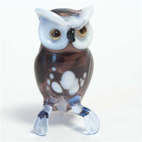 Glass Owl Figurine Owl Glass Miniature Glass Birds Etsy