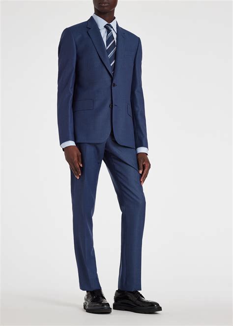 The Soho Men S Tailored Fit Blue Birdseye Wool Suit