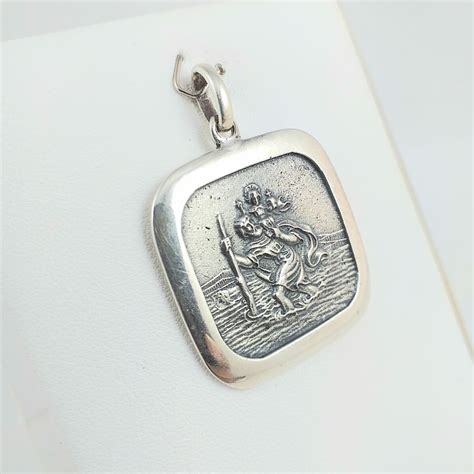 Medalla Religiosa De Plata San Cristobal Medidas Mm Mm