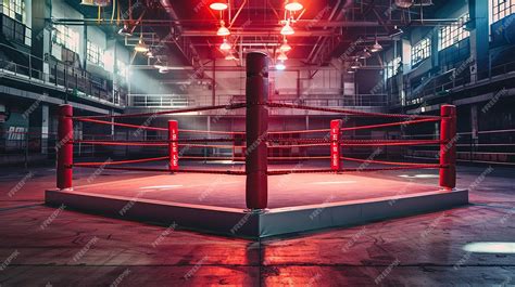 Premium Photo Empty Boxing Ring Sports Club Arena By Powerful Red