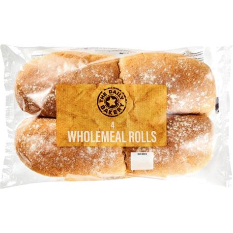 The Daily Bakery 4 Wholemeal Rolls Compare Prices Where To Buy