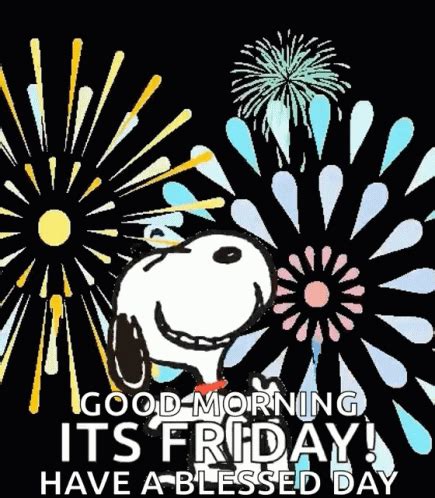 Good Morning Friday Snoopy Yaaay Fireworks GIF | GIFDB.com