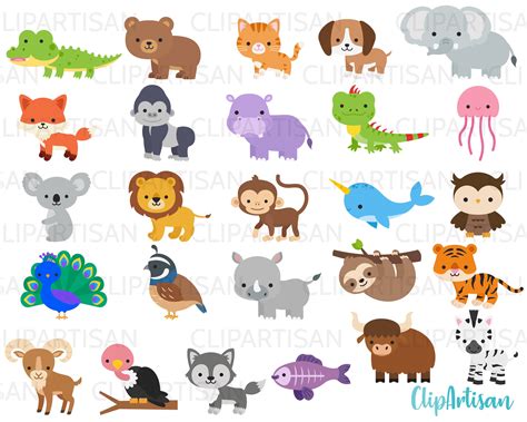 Animals A to Z Clipart, Animal Alphabet Clip Art, Cute Nursery Animals