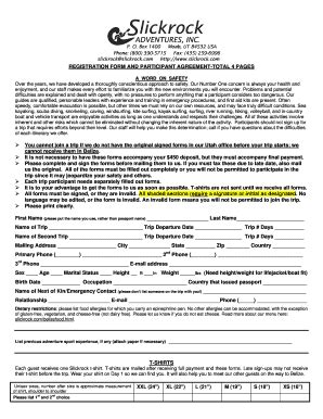 Fillable Online Printable Registration Form Slickrock Adventures Fax