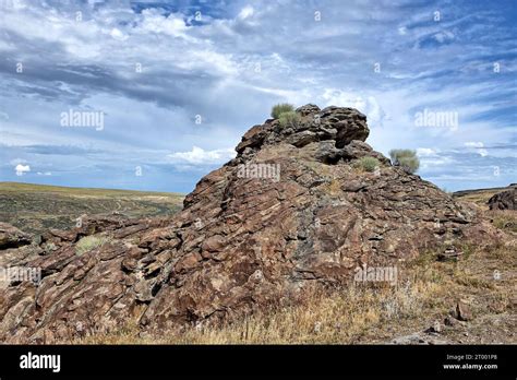 Landscape Of Rock Mound In Southern Idaho Stock Photo Alamy