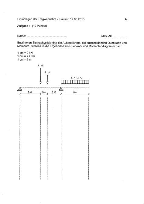 Klausur 18 März 2016 Fragen Grundlagen der Tragwerklehre Klausur