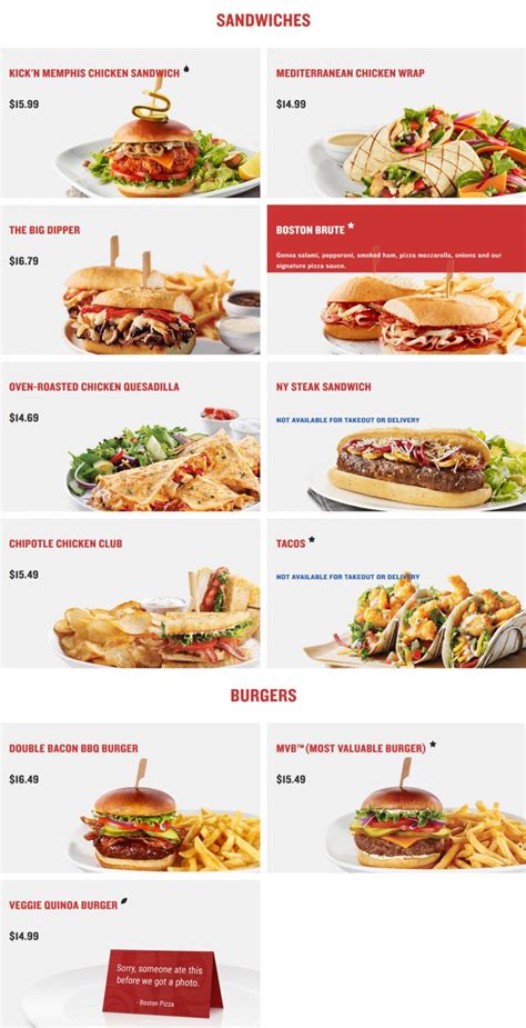 Boston Pizza Menu Prices