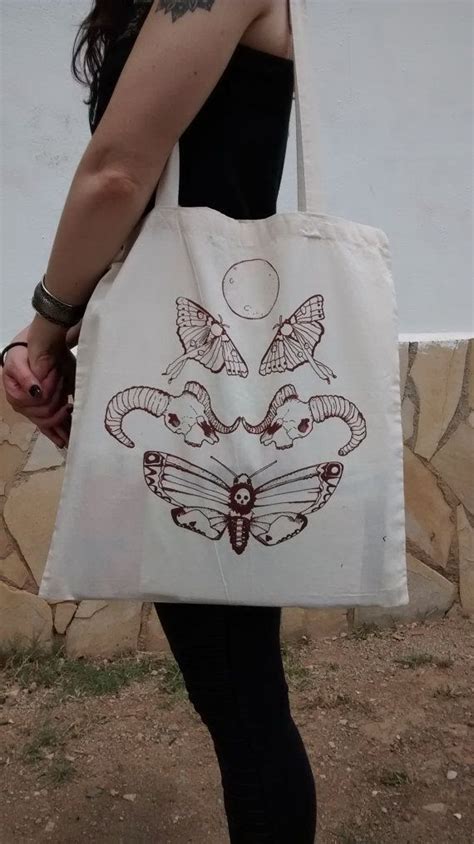 Bolsa De Tela Estampada A Mano Dibujo Por SilviaSantamariaArt 7 50