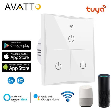 Avatto Wifi Touch Switch Eu Standard Glass Panel Smart Light Wall