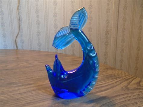 Art Glass Dolphin Figurine Cobalt Blue 4 3 4 High Etsy