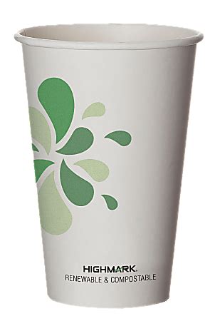 Highmark Compostable Hot Drink Cups Oz White Green Black Pack Of