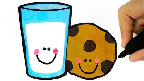 HOW TO DRAW A CUP OF MILK AND COOKIE COMO DESENHAR UM COPO DE LEITE