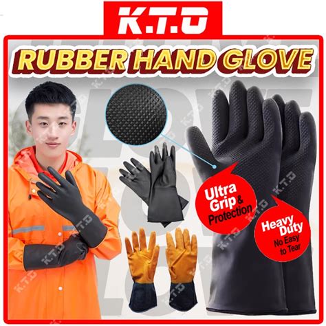 Pairs Black Rubber Hand Glove Industrial Household Kitchen Washing