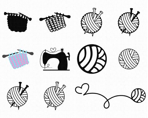 Knitting Svg Ball Of Yarn Clipart Sewing Machine Png Etsy Uk