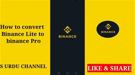 How To Convert Binance Lite To Binance Pro Youtube