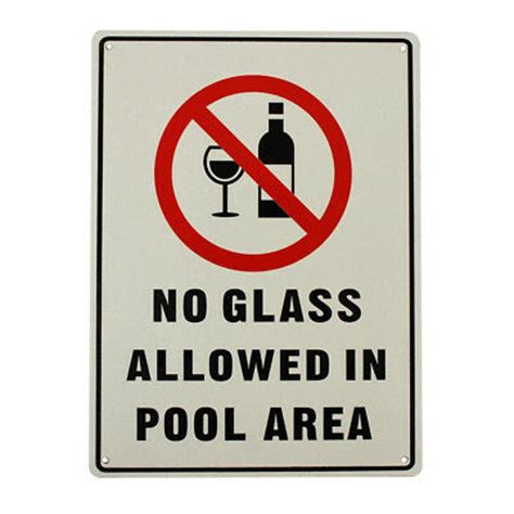 Buy 2x Warning Notice No Glass Allowed In Pool Area Sign 200x300mm Metal Swim Safety Mydeal