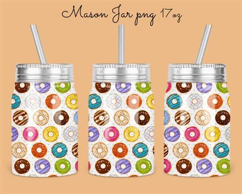 17oz Mason Jar Tumbler Sublimation Design Template Colorful Etsy