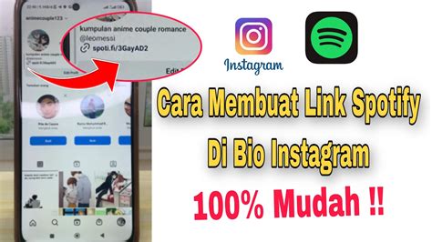 Cara Membuat Link Spotify Pendek Di Bio Instagram YouTube