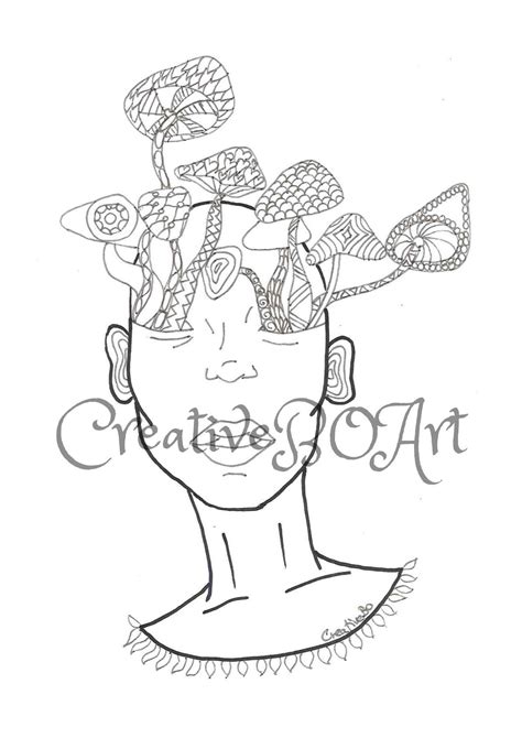 Mushroom Stoner Coloring Page For Adults Psychedelic Stoner Girl Sheet