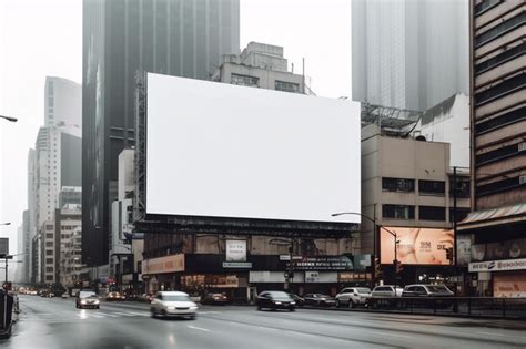 Premium Ai Image Blank White Billboard On City Street