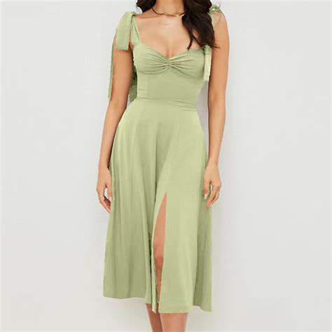 Tianek Dress For Women Mint Green Beach Dresses For Women Sexy V Neck