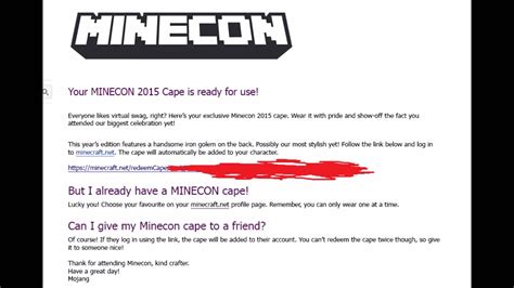 Selling 2015 Minecon Cape Codes Youtube
