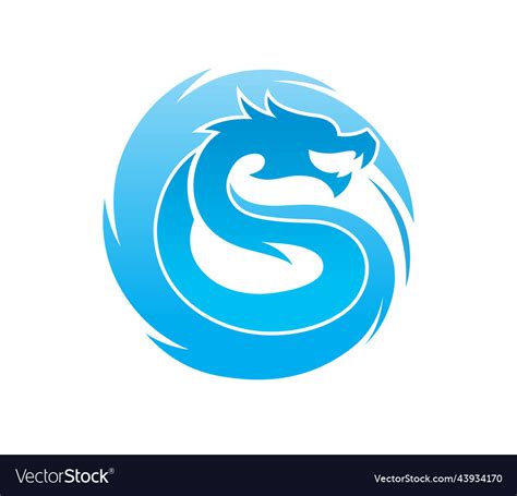 Creative blue dragon circle logo design Royalty Free Vector