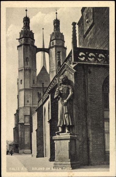 Ansichtskarte Postkarte Halle Saale Roland Am Roten Akpool De