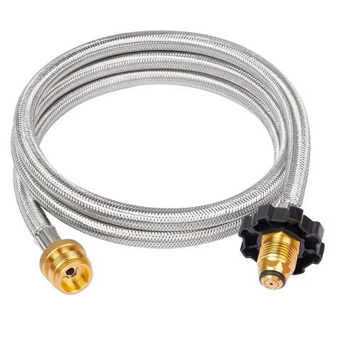 GASPRO 5FT Stainless Braided Propane Hose Adapter 1lb To 20lb For