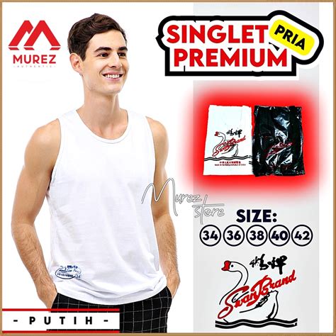 Jual KAOS SINGLET PRIA DEWASA WARNA PUTIH HITAM SWAN BRAND ORIGINAL