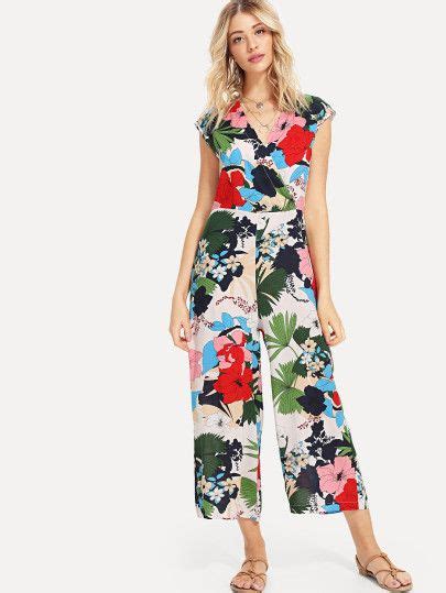 Shop Wrap Front Split Back Palazzo Jumpsuit Online Shein Offers Wrap