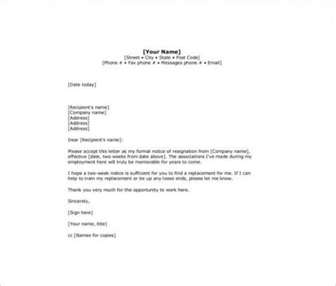 1 Week Resignation Letter Template 1 Ways On How To Get The Most From This 1 Week Res How To