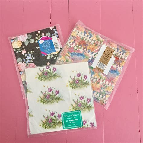 Vintage T Wrapping Paper Lot Nos Wrapping Paper Vintage Floral