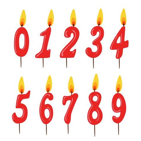 Set of red birthday candles. Numbers. 336412 Vector Art at Vecteezy