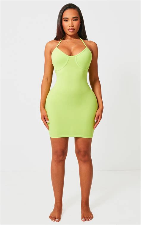 Shape Lime Sculpted Boning Bodycon Dress Shape Prettylittlething Usa