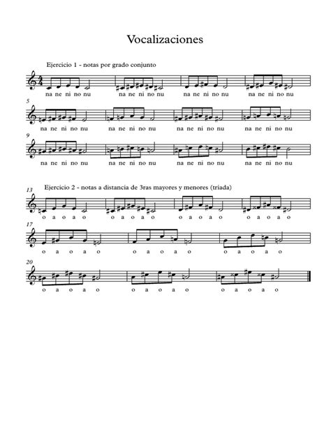 Ejercicios De Vocalización Partitura Pdf Pdf