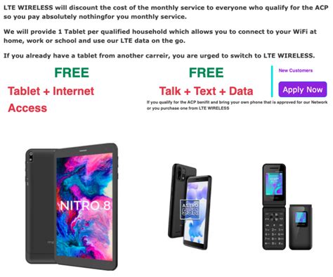 Free Tablet With Internet Access At Lte Wireless For Eligible Acp