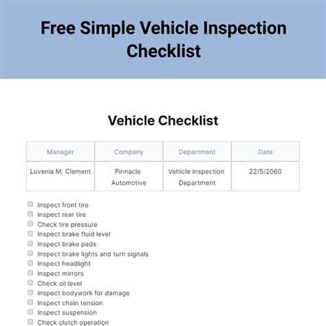 Brake And Light Inspection Checklist Shelly Lighting