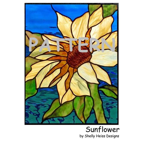 Sunflower Pattern For Stained Glass Or Mosaic Etsy Stained Glass