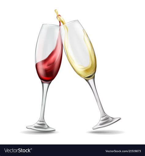 Two Wine Glasses With Red And White Wine In Vector Image