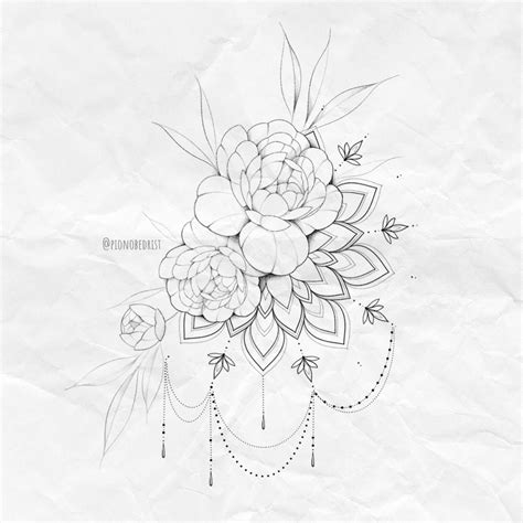 Peony And Mandala Hip Tattoo Design Artofit