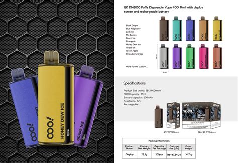 Isk Puffs Disposable Vape Pod With Display Screen And Rechargeable