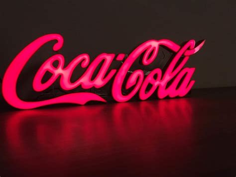 Coca Cola Bottle Can Neon Like Led Sign White And Red Small