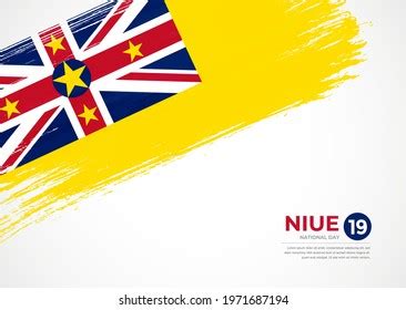 Flag Niue Creative Painted Brush Stroke Vector De Stock Libre De