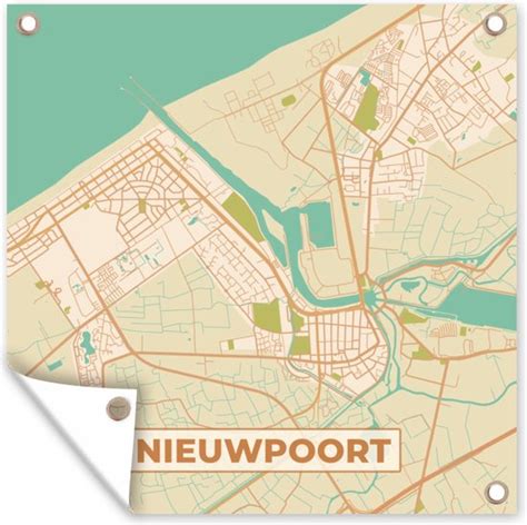 Tuindoek Kaart Plattegrond Stadskaart Vintage Nieuwpoort